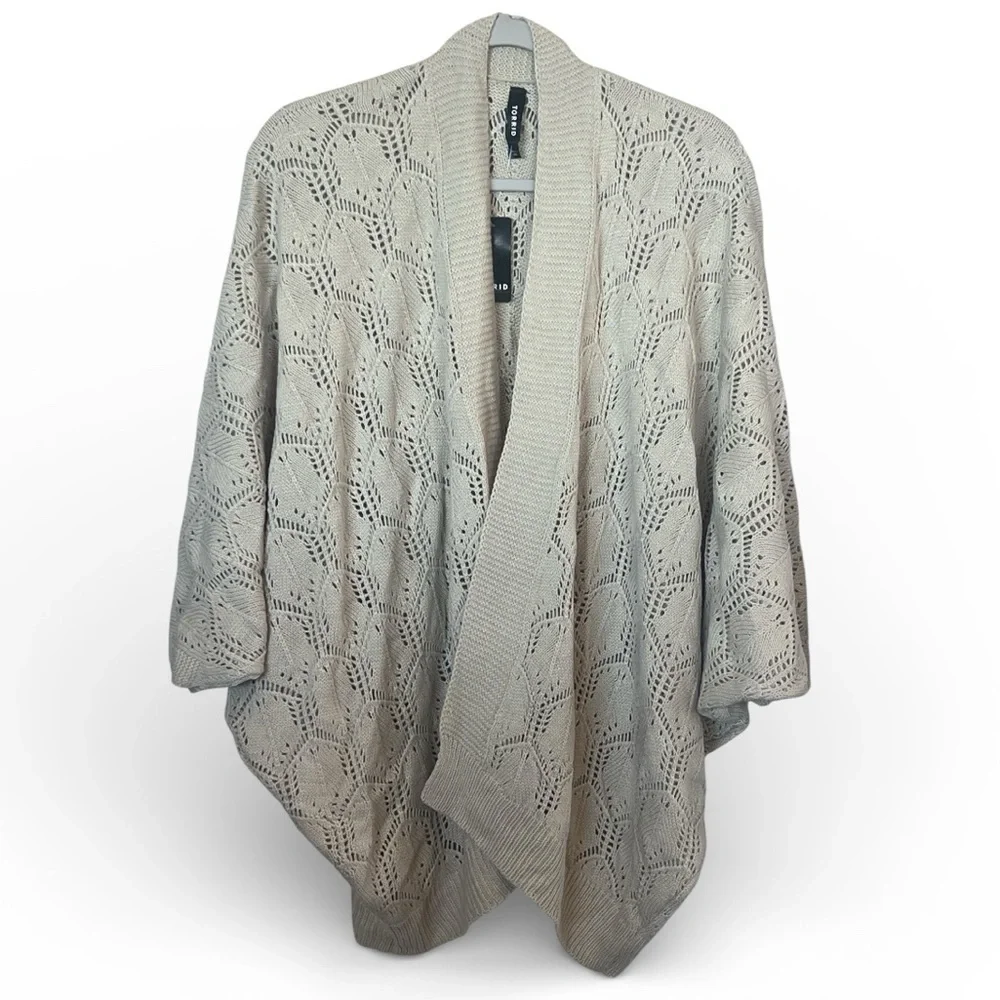 Torrid Dolman Sleeve Pointelle Knit Ruana Shrug
